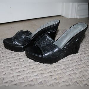 BCBG Black Platform Wedge Heels